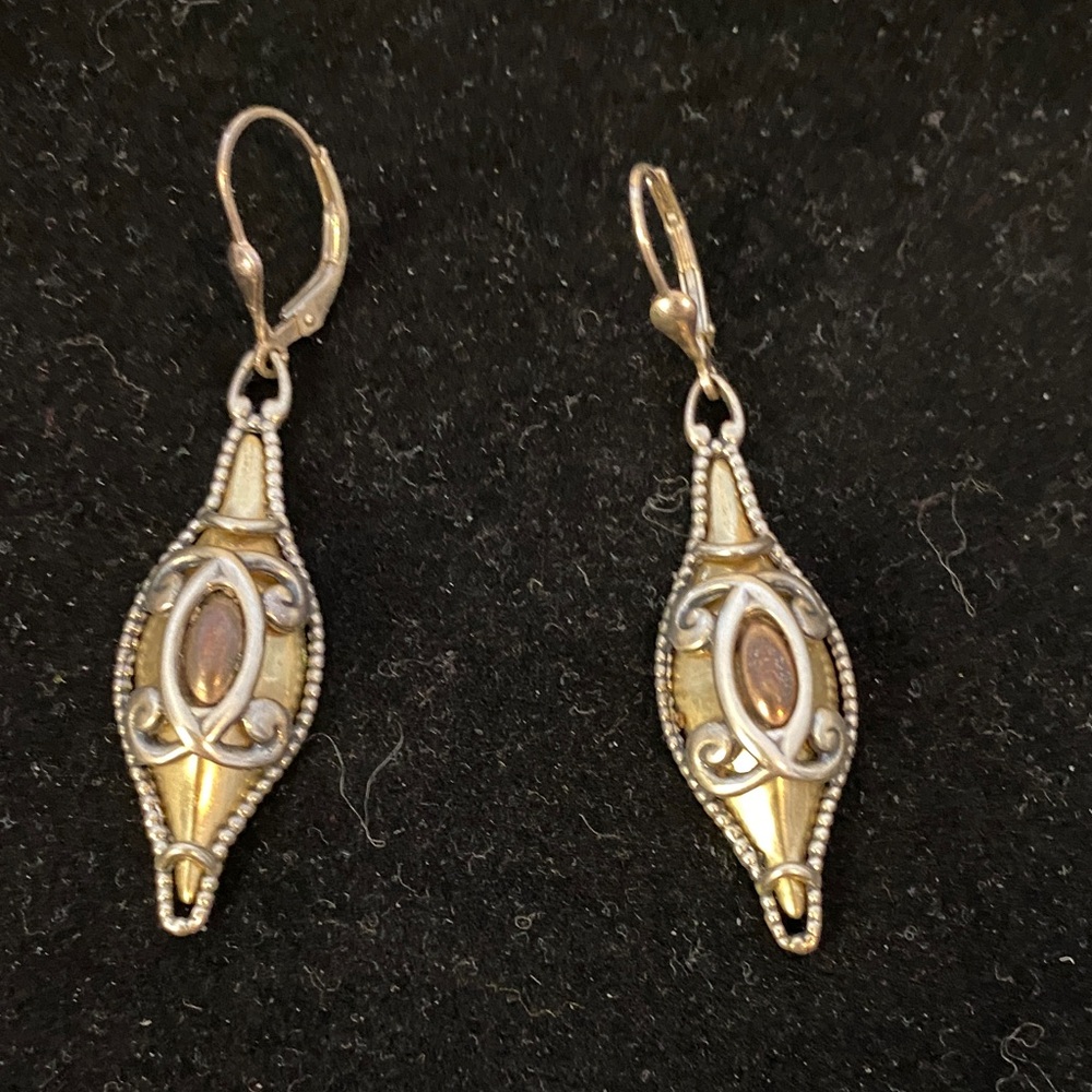 Beautiful and Very Elegant Gold and Silver Dangle Earrings